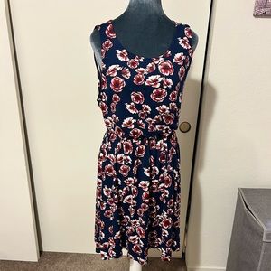Blue, red and burgundy floral dress